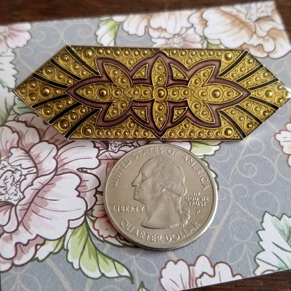 Relisted -Vintage Art Deco style enamel brooch pin yellow - Picture 4 of 6